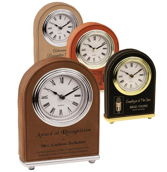 Leatherette wrapped Arch Desk Clocks | 4 COLORS