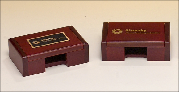Airflyte Rosewood-finish business card box