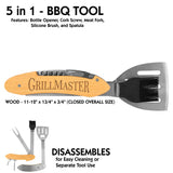 5 in 1 BBQ Tool with Bottle Opener, Cork Screw, Brush, Fork, and Spatula | 2 COLORS