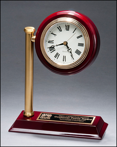 Airflyte Rail station style desk clock on rosewood finish high gloss base