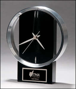 Airflyte Modern Design Clock brushed silver bezel on black high gloss base