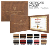 Customizable Leatherette 8-1/2" x 11" Certificate Holders | 10 COLORS
