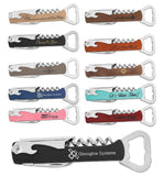 Leatherette Stainless Corkscrew Bottle Openers | 11 COLORS