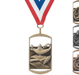 2-3/4" Cut-Out 3D Dog Tag Style Medals on 7/8" Neck Ribbons | 19 Styles