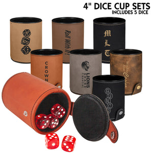 Customizable Leatherette Dice Cup Sets | 7 COLORS