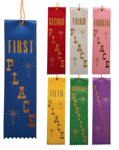 2" x 8" Event Ribbons with Card on Back | 1st 2nd 3rd 4th 5th PLACE