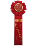 2nd Place - 2" x 11-1/2" Rosette Style Event Place Ribbons with Card on Back 