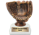 Antiqued Bronze and Gold Baseball Glove Ball Holder Trophy