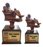 Fantasy Football League Arm Chair Player Resin Box Base Trophies with Perpetual Options