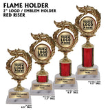 Flame 2" Emblem Holder Award Trophies | 4 SIZES | 5 COLORS