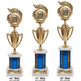 Flame 2" Emblem Holder Award Wide Riser Cup Trophies | 4 SIZES | 5 COLORS