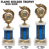 Flame 2" Emblem Holder Award Wide Riser Trophies | 4 SIZES | 5 COLORS