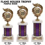 Flame 2" Emblem Holder Award Wide Riser Trophies | 4 SIZES | 5 COLORS