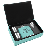 6 oz. Flask Leatherette Gift Box Set | Leatherette Flask - 9 COLORS