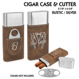 Customizable Leatherette Cigar Case with Cutter | 7 COLORS