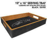 Customizable Leatherette 16" x 12" Serving Trays with Removable Mat | 3 COLORS