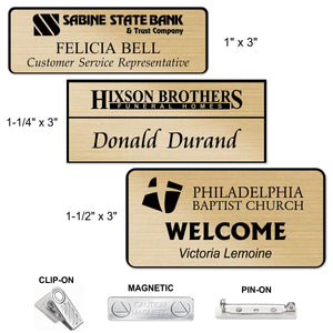LA Trophies - Laser Engraved Plastic Name Badges MAGNETIC / PIN-ON / CLIP-ON Backing | 3 SIZES | 11 COLORS