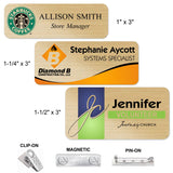FULL COLOR Metal Name Badges MAGNETIC / PIN-ON / CLIP-ON Backing | 3 SIZES | 3 COLORS