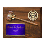 LA Trophies - Gavel Plaque with Genuine Walnut Detachable Gavel 10x13 Purple Plate