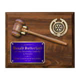 LA Trophies - Gavel Plaque with Genuine Walnut Detachable Gavel 10x13 Purple Plate