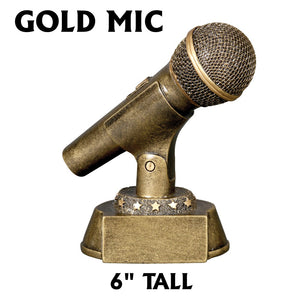 Golden Microphone 6 inch Music Voice Award Trophy
