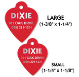 Red Heart Shape Pet Identification Tags for All Size Dogs and Cats | FREE SHIPPING!