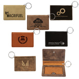 Customizable Leatherette ID Holder Keychains with Snap Button Closer | 6 COLORS