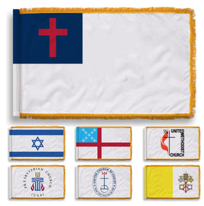 NYLON - Indoor/Parade Religious Flags with Gold Fringe