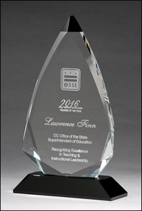 Airflyte Arrow shaped crystal award with black accent on black crystal base | 3 SIZES