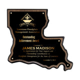 LA Trophies - Louisiana State Shape Plaque Black Brass full Plate