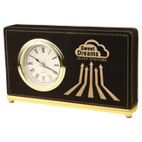 Leatherette wrapped Horizontal Desk Clocks | 4 COLORS