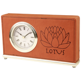 Leatherette wrapped Horizontal Desk Clocks | 4 COLORS