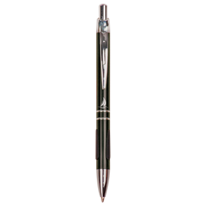 Customizable Ballpoint Pens with Rubber Gripper and Silver Accents | 5 COLORS