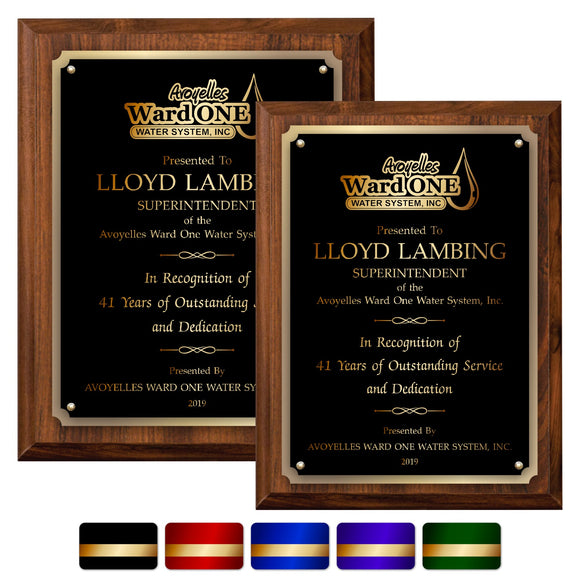 LA Trophies - Large Size Plaques with Solid Color Plate with Gold Accent and GOLD Engraving - 9x12, 10.5x13 | 5 PLATE COLORS