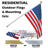 ENDURA-NYLON - 3' x 5' Outdoor Flag Mounting Sets Gold and Silver Poles