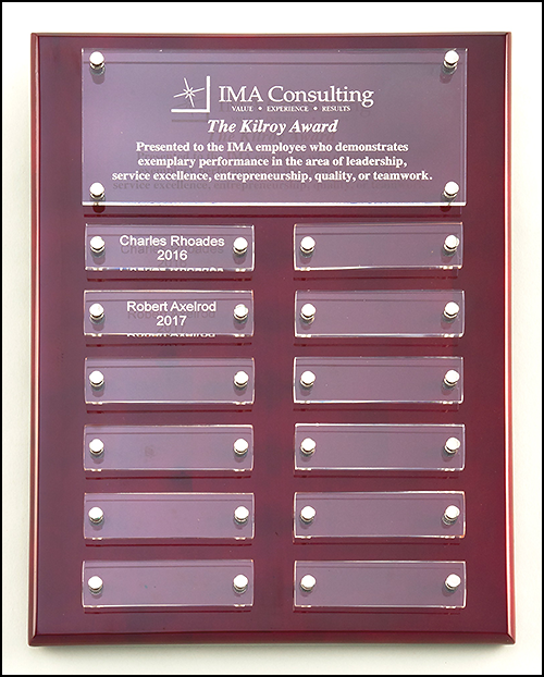 Airflyte Rosewood High Gloss Perpetual Plaque with 12 Acrylic Engraving Plates
