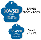 Blue Paw Print Shape Pet Identification Tags for All Size Dogs and Cats | FREE SHIPPING!