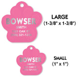 Pink Paw Print Shape Pet Identification Tags for All Size Dogs and Cats | FREE SHIPPING!