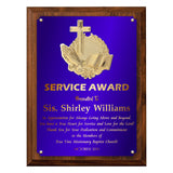 LA Trophies - Religious Christian Award Plaque with GOLD Engraving and 3D Praying Hands Relief - 8x10, 9x12 | 5 PLATE COLORS