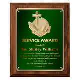 LA Trophies - Religious Christian Award Plaque with Gold Accent, GOLD Engraving and 3D Praying Hands Relief - 9x12, 10.5x13 | 5 PLATE COLORS