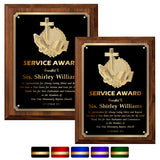LA Trophies - Religious Christian Award Plaque with Gold Accent, GOLD Engraving and 3D Praying Hands Relief - 9x12, 10.5x13 | 5 PLATE COLORS