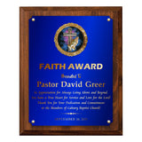 LA Trophies - Religious Christian Award Plaque with GOLD Engraving and Praying Hands Emblem - 6x8, 7x9, 8x10 | 5 PLATE COLORS