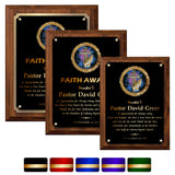 LA Trophies - Religious Christian Award Plaque with GOLD Engraving and Praying Hands Emblem - 6x8, 7x9, 8x10 | 5 PLATE COLORS