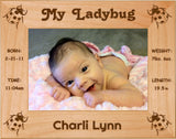 Lady Bugs - Celebrating My First Grand Baby Red Alder Laser Engraved 5" x 7" Photo Picture Frame