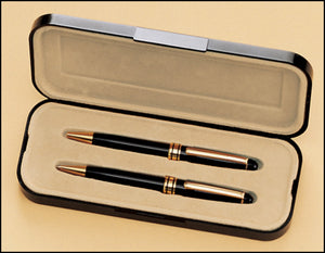 Airflyte Euro Pen and Pencil set - Black with Gold Brass Accents
