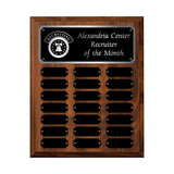 LA Trophies - 10.5x13 Perpetual Plaque with 21 Plates - Black with Silver Engraving 