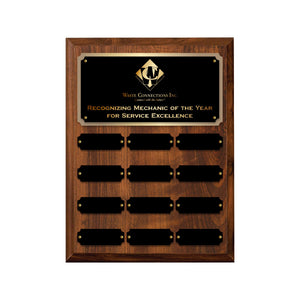 LA Trophies - Perpetual Plaque 12 to 60 Plate Version Black Plate with GOLD Engraving | 6 SIZES