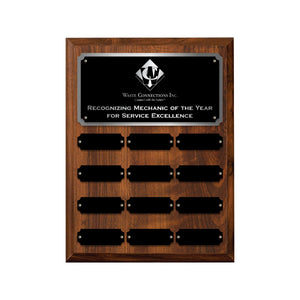 LA Trophies - Perpetual Plaque 12 to 60 Plate Version Black Plate with SILVER Engraving | 6 SIZES