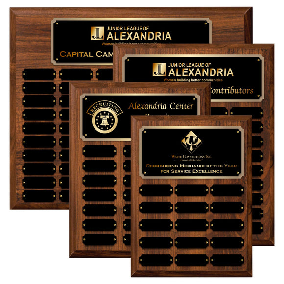 LA Trophies - Perpetual Plaque 12 to 60 Plate Version Black Plate with GOLD Engraving | 6 SIZES