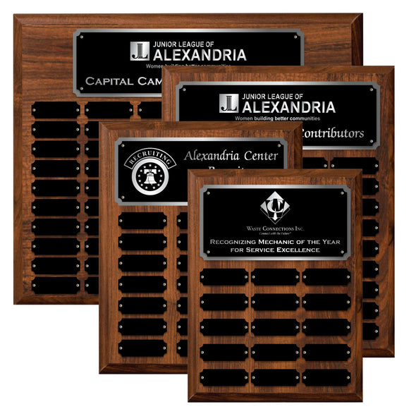 LA Trophies - Perpetual Plaque 12 to 60 Plate Version Black Plate with SILVER Engraving | 6 SIZES